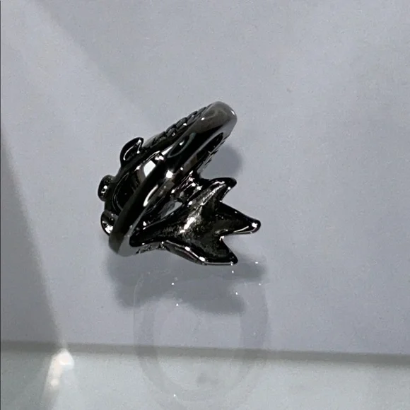 NWOT Gunmetal Plate Sterling Silver Koi Fish Ring With Genuine Pearl Boho - Picture 5 of 8